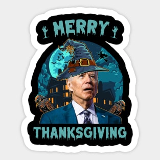 Funny Joe Biden Confused Merry Thanksgiving For Halloween Sticker